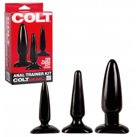 Plug dilatatore anale kit mini maxi dildo morbido fallo liscio set butt black