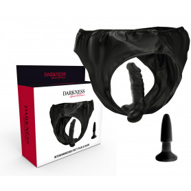 Slip mutanda con dildo fallo realistico dilatatore butt plug liscio anale black
