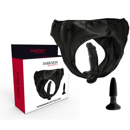 Slip mutanda con dildo fallo realistico dilatatore butt plug liscio anale black