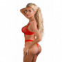 Perizoma rosso sexy in pizzo lingerie floreale slip donna con rete trasparente