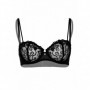 Reggiseno sexy nero trasparente lingerie donna in pizzo floreale con gioiello