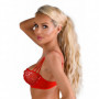 Reggiseno rosso sexy con gioiello lingerie trasparente intimo donna sfoderato