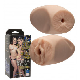 Masturbatore maschile realistico doppio massaggiatore pussy toy vagina ano reale