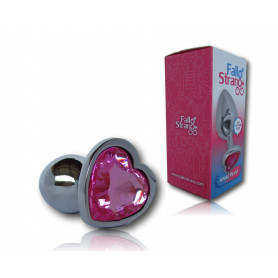 Mini dilatatore stimolatore anale in metallo plug liscio con pietra rosa a cuore