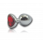 Butt plug liscio dilatatore anale fallo in metallo con pietra rossa dildo medio
