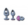 Set plug dilatatore anale mini medio maxi kit dildo in metallo con pietra rosa