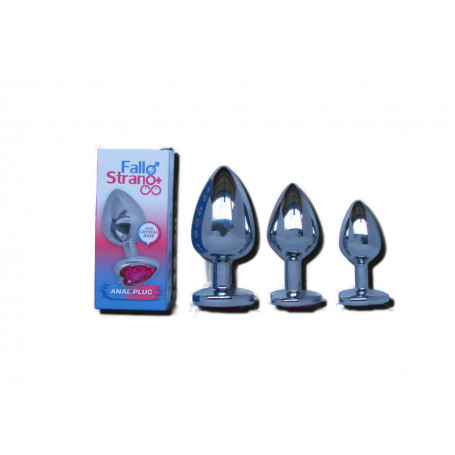 Set plug dilatatore anale mini medio maxi kit dildo in metallo con pietra rosa