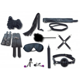 HOT BOX FALLO STRANO Kit per giochi erotici di coppia Sex Set accessori bondage nero col pelo