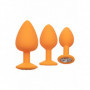 Kit butt plug in silicone set dilatatore anale dildo mini maxi con gemma chiara