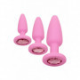 Kit Plug in silicone set dilatatore anale sonda con gemma rosa fallo stimolatore
