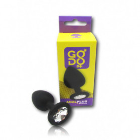 Plug piccolo Godo d+ in silicone con pietra chiara stimolatore anale liscio nero