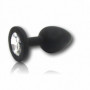 Plug piccolo Godo d+ in silicone con pietra chiara stimolatore anale liscio nero
