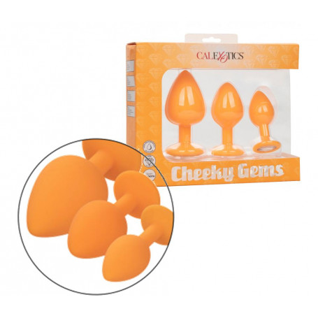Kit butt plug in silicone set dilatatore anale dildo mini maxi con gemma chiara