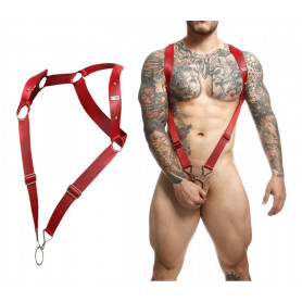 Imbragatura sexy maschile intimo rosso uomo erotico cintura con anello metallico
