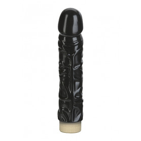 Vibratore realistico nero vaginale anale in gomma fallo dildo vibrante morbido