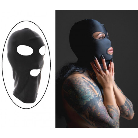 Maschera intera sadomaso cappuccio bondage fetish apertura occhi e bocca unisex