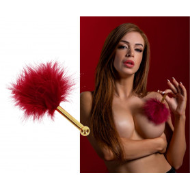 Frustino con piume rosse bondage accessorio fetish per giochi erotici tickler