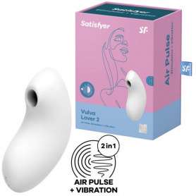 Succhia clitoride vibrante Stimolatore vaginale in silicone Satisfyer Vulva Lover 2 White