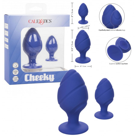 Plug anale blu 2 pz dilatatore mini maxi in silicone Cheeky Buttplug