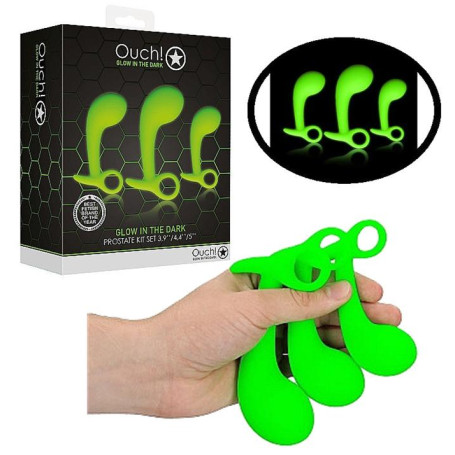 Kit mini maxi stimolatore anale per prostata Set of 3 - Glow in the Dark