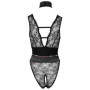 Body sexy donna in pizzo nero con scollo profondo Abierta fina