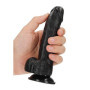 Fallo piccolo realistico con ventosa e testicoli vaginale anale curved dildo 6"