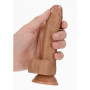 Fallo mini con ventosa e testicoli vaginale anale curved dildo 6" Tan