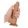 Fallo realistico vaginale anale con ventosa e testicoli curved dildo 7" tan