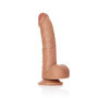 Fallo grande realistico vaginale anale con ventosa testicoli curved dildo 8" tan