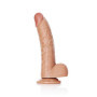 Fallo grande realistico vaginale anale con ventosa testicoli curved dildo 8" tan