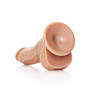 Fallo grande realistico vaginale anale con ventosa testicoli curved dildo 8" tan