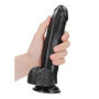 Fallo realistico anale vaginale con ventosa e testicoli curved dildo 8" black