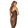 Tutina in microrete nero sexy bodystocking intimo aperto