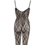 Tutina in microrete nero sexy bodystocking intimo aperto