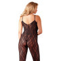 Tutina in microrete nero sexy bodystocking intimo aperto