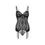 Guepiere con perizoma sexy corsetto donna reggicalze nero trasparente con pizzo